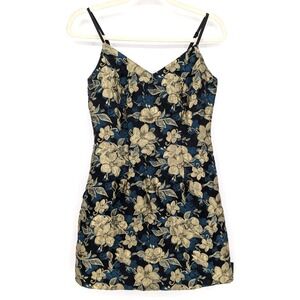 NWT Lulus Never Ending Love Jacquard Metallic Floral Mini Dress Coquette Glam XS